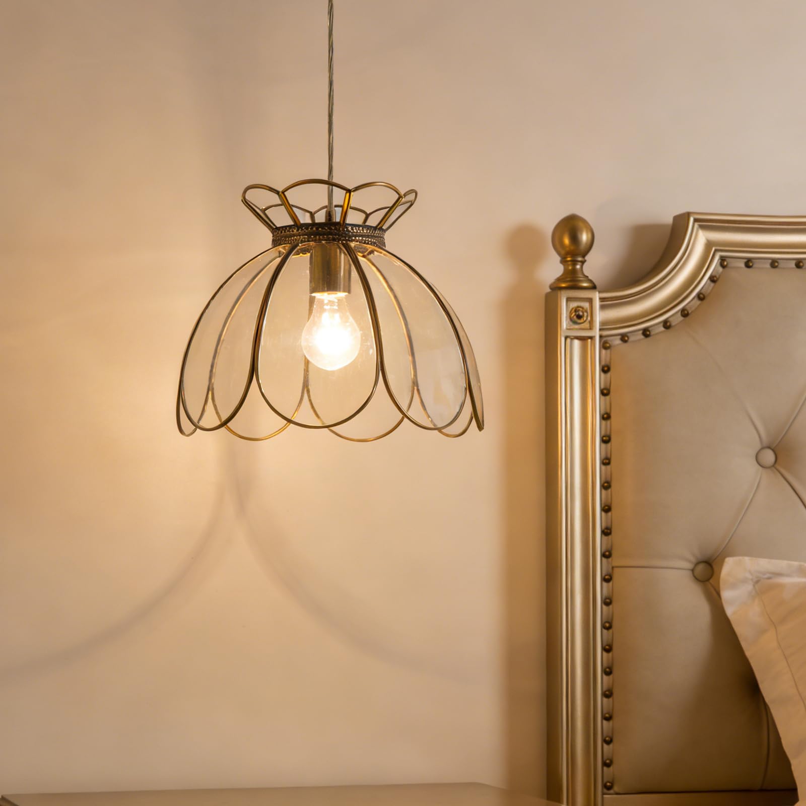 Yifi Deco Brass Glass Ceiling Pendant Light, Hanging Chain lamp